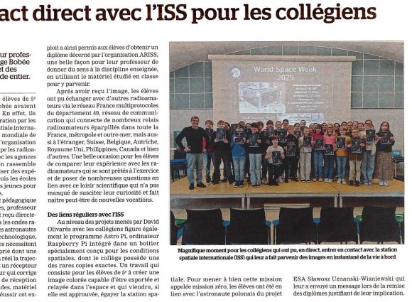 Contact direct avec l'ISS pour les collégiens